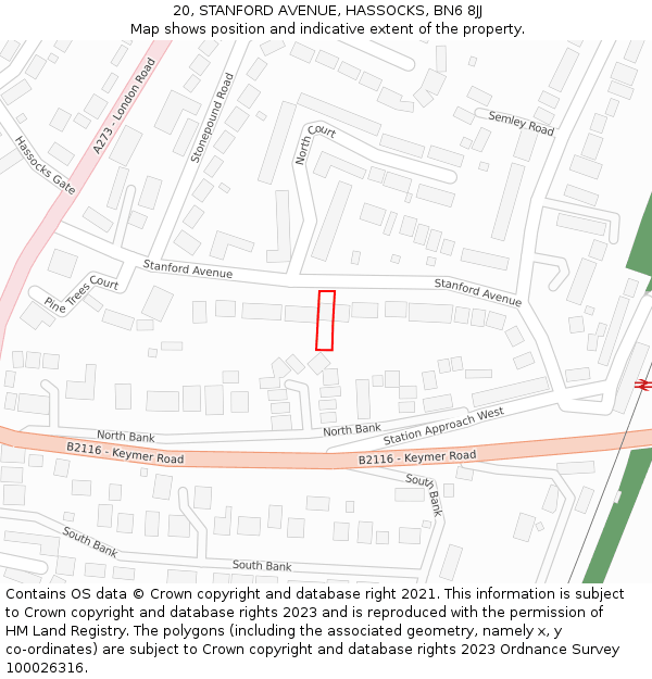 20, STANFORD AVENUE, HASSOCKS, BN6 8JJ: Location map and indicative extent of plot