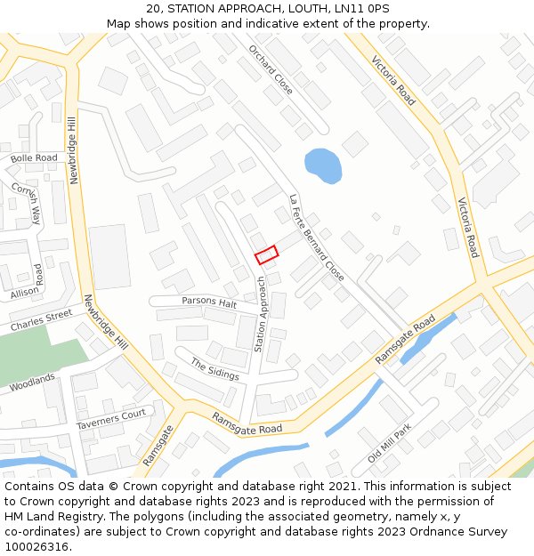 20, STATION APPROACH, LOUTH, LN11 0PS: Location map and indicative extent of plot