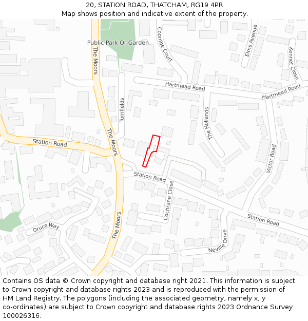 20, STATION ROAD, THATCHAM, RG19 4PR: Location map and indicative extent of plot