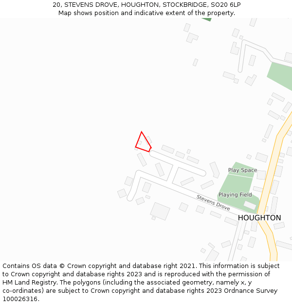 20, STEVENS DROVE, HOUGHTON, STOCKBRIDGE, SO20 6LP: Location map and indicative extent of plot