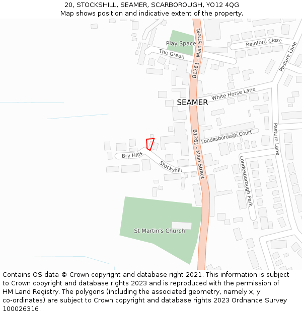 20, STOCKSHILL, SEAMER, SCARBOROUGH, YO12 4QG: Location map and indicative extent of plot