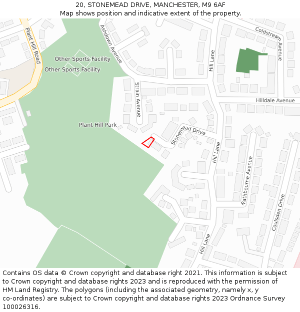 20, STONEMEAD DRIVE, MANCHESTER, M9 6AF: Location map and indicative extent of plot