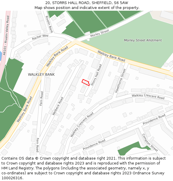 20, STORRS HALL ROAD, SHEFFIELD, S6 5AW: Location map and indicative extent of plot