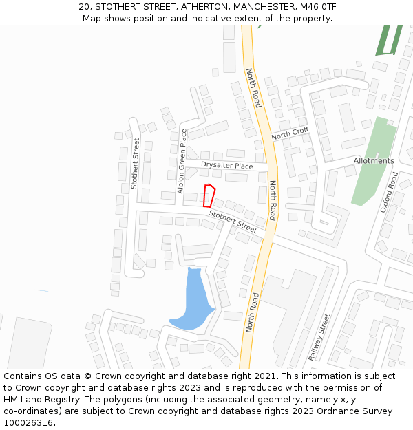 20, STOTHERT STREET, ATHERTON, MANCHESTER, M46 0TF: Location map and indicative extent of plot