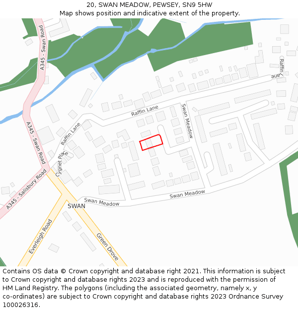 20, SWAN MEADOW, PEWSEY, SN9 5HW: Location map and indicative extent of plot