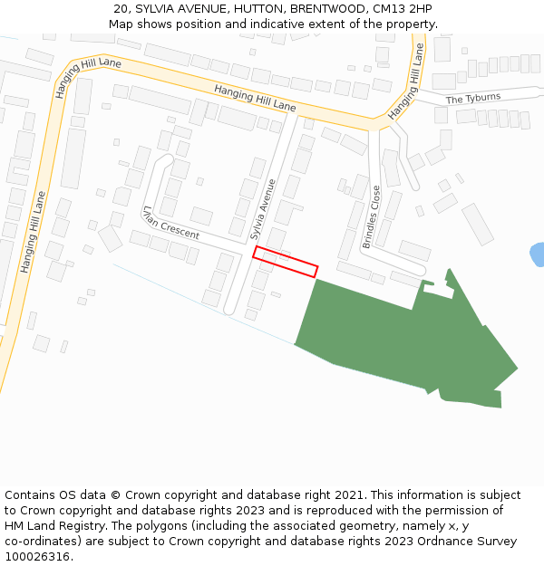 20, SYLVIA AVENUE, HUTTON, BRENTWOOD, CM13 2HP: Location map and indicative extent of plot