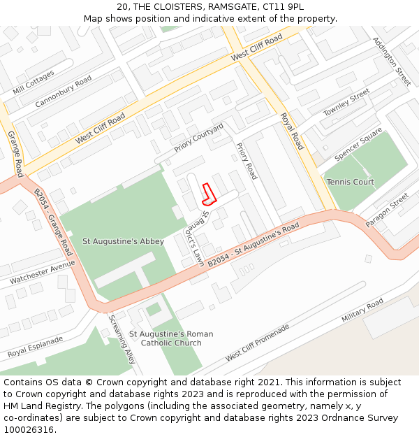 20, THE CLOISTERS, RAMSGATE, CT11 9PL: Location map and indicative extent of plot