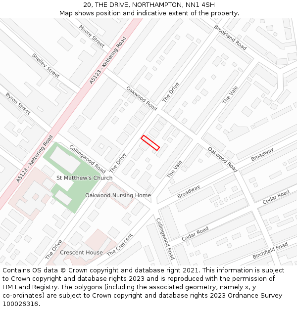 20, THE DRIVE, NORTHAMPTON, NN1 4SH: Location map and indicative extent of plot