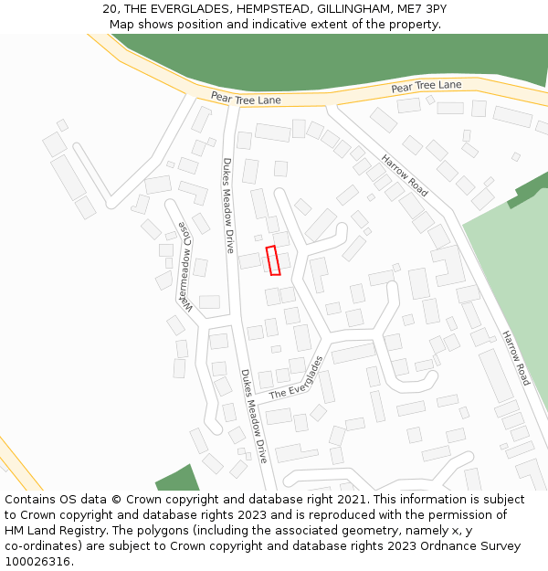 20, THE EVERGLADES, HEMPSTEAD, GILLINGHAM, ME7 3PY: Location map and indicative extent of plot