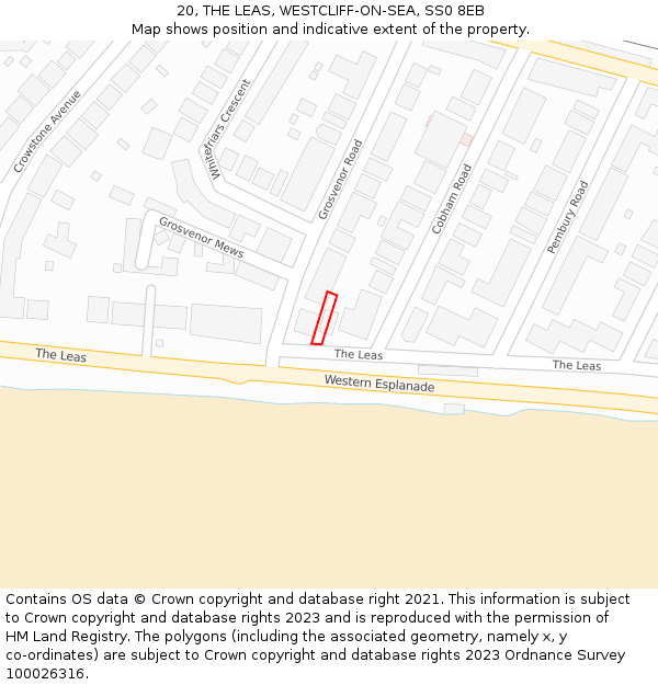 20, THE LEAS, WESTCLIFF-ON-SEA, SS0 8EB: Location map and indicative extent of plot