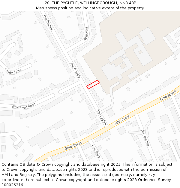 20, THE PYGHTLE, WELLINGBOROUGH, NN8 4RP: Location map and indicative extent of plot
