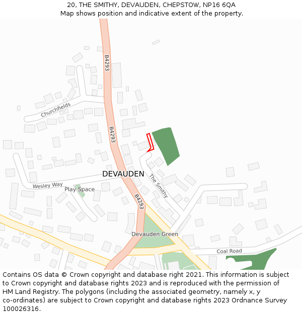 20, THE SMITHY, DEVAUDEN, CHEPSTOW, NP16 6QA: Location map and indicative extent of plot