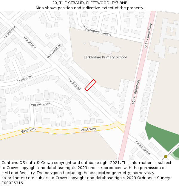 20, THE STRAND, FLEETWOOD, FY7 8NR: Location map and indicative extent of plot