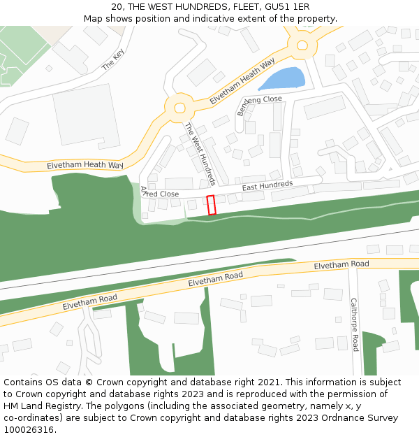 20, THE WEST HUNDREDS, FLEET, GU51 1ER: Location map and indicative extent of plot