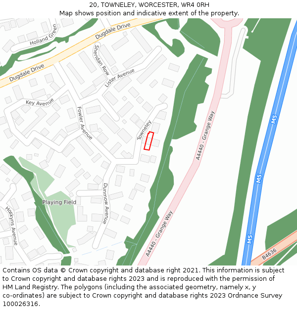 20, TOWNELEY, WORCESTER, WR4 0RH: Location map and indicative extent of plot