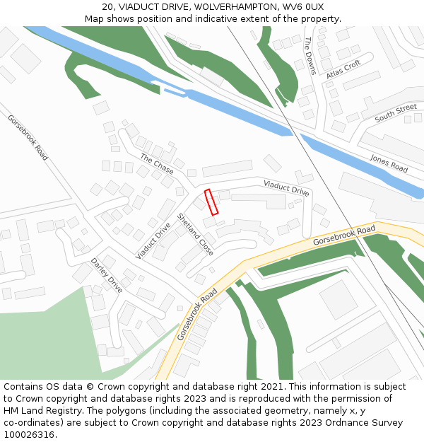 20, VIADUCT DRIVE, WOLVERHAMPTON, WV6 0UX: Location map and indicative extent of plot