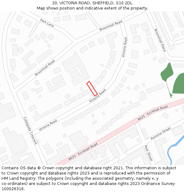 20, VICTORIA ROAD, SHEFFIELD, S10 2DL: Location map and indicative extent of plot