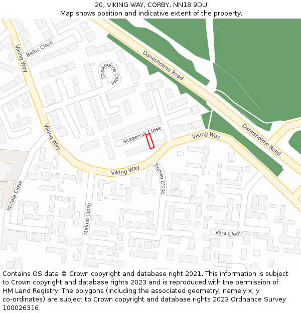 20, VIKING WAY, CORBY, NN18 9DU: Location map and indicative extent of plot