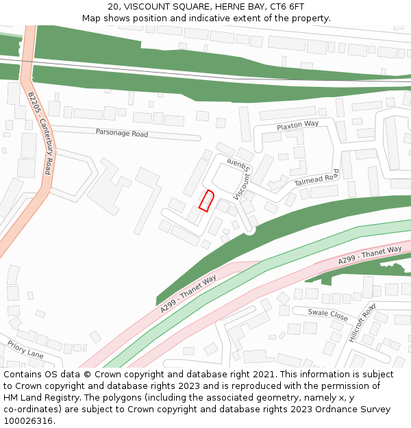 20, VISCOUNT SQUARE, HERNE BAY, CT6 6FT: Location map and indicative extent of plot
