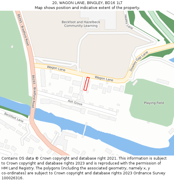 20, WAGON LANE, BINGLEY, BD16 1LT: Location map and indicative extent of plot