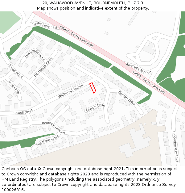 20, WALKWOOD AVENUE, BOURNEMOUTH, BH7 7JR: Location map and indicative extent of plot