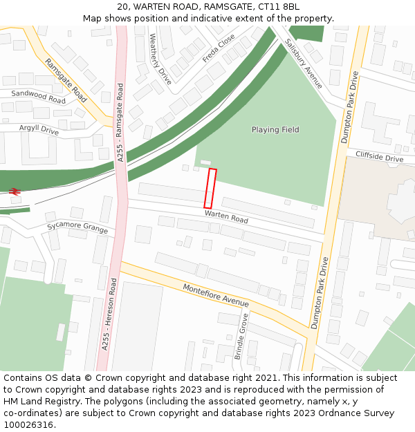 20, WARTEN ROAD, RAMSGATE, CT11 8BL: Location map and indicative extent of plot