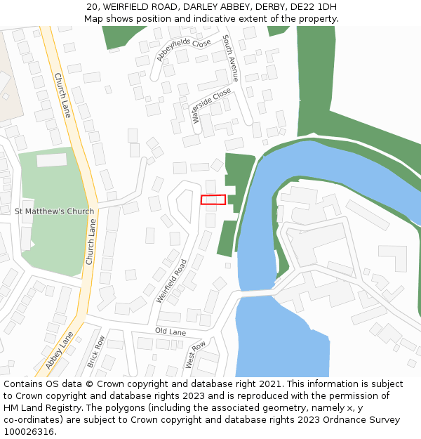 20, WEIRFIELD ROAD, DARLEY ABBEY, DERBY, DE22 1DH: Location map and indicative extent of plot