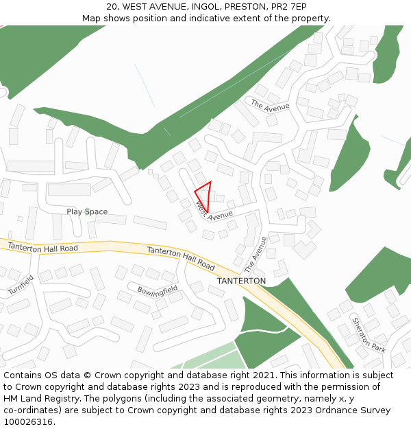 20, WEST AVENUE, INGOL, PRESTON, PR2 7EP: Location map and indicative extent of plot