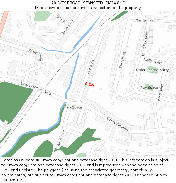 20, WEST ROAD, STANSTED, CM24 8NG: Location map and indicative extent of plot