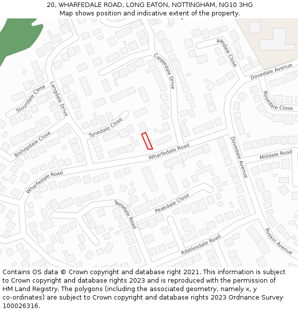 20, WHARFEDALE ROAD, LONG EATON, NOTTINGHAM, NG10 3HG: Location map and indicative extent of plot