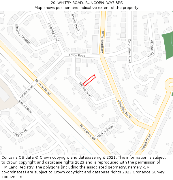 20, WHITBY ROAD, RUNCORN, WA7 5PS: Location map and indicative extent of plot