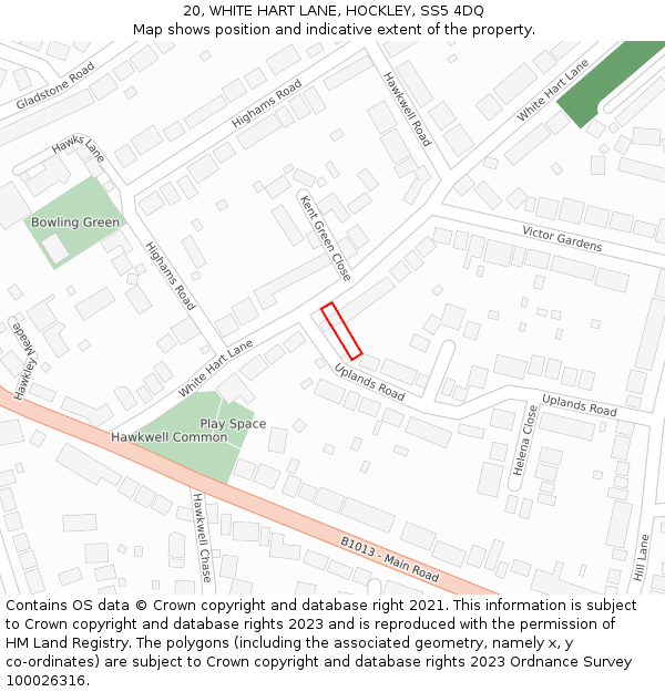 20, WHITE HART LANE, HOCKLEY, SS5 4DQ: Location map and indicative extent of plot