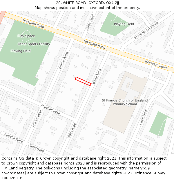 20, WHITE ROAD, OXFORD, OX4 2JJ: Location map and indicative extent of plot