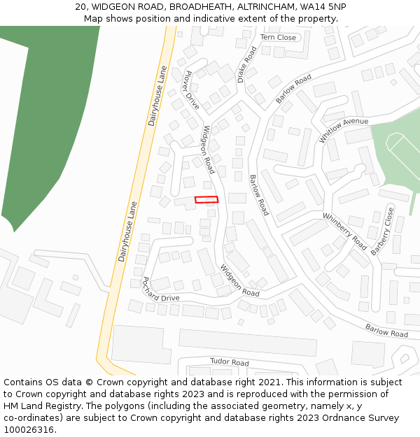 20, WIDGEON ROAD, BROADHEATH, ALTRINCHAM, WA14 5NP: Location map and indicative extent of plot