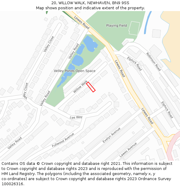 20, WILLOW WALK, NEWHAVEN, BN9 9SS: Location map and indicative extent of plot