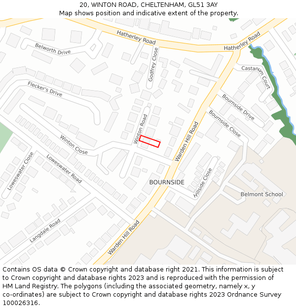 20, WINTON ROAD, CHELTENHAM, GL51 3AY: Location map and indicative extent of plot