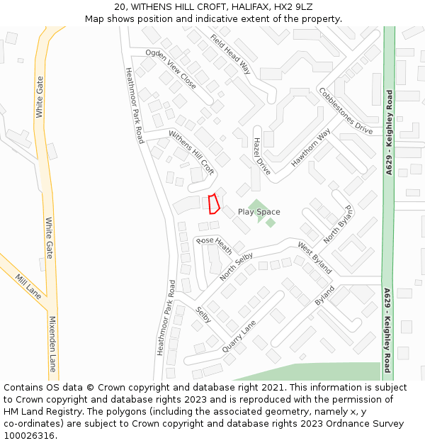 20, WITHENS HILL CROFT, HALIFAX, HX2 9LZ: Location map and indicative extent of plot