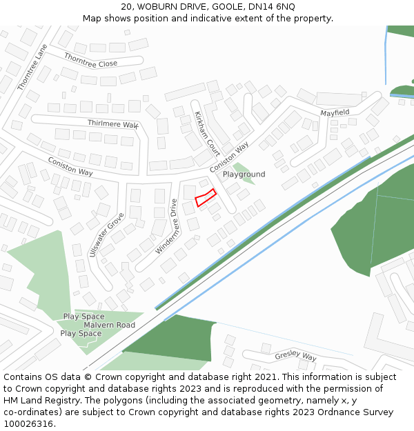 20, WOBURN DRIVE, GOOLE, DN14 6NQ: Location map and indicative extent of plot