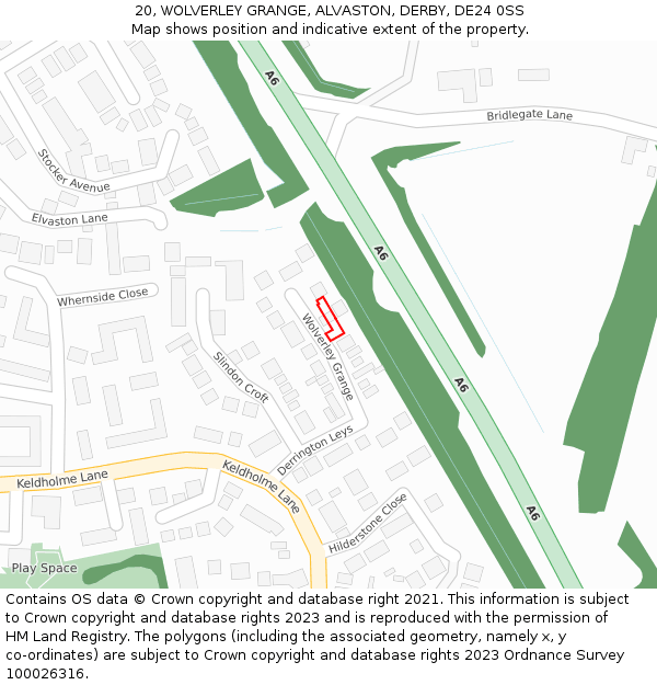 20, WOLVERLEY GRANGE, ALVASTON, DERBY, DE24 0SS: Location map and indicative extent of plot