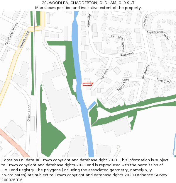 20, WOODLEA, CHADDERTON, OLDHAM, OL9 9UT: Location map and indicative extent of plot