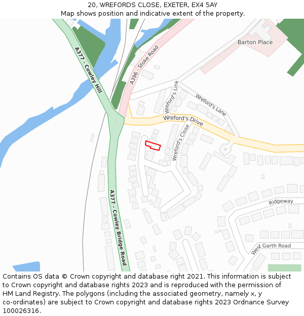 20, WREFORDS CLOSE, EXETER, EX4 5AY: Location map and indicative extent of plot