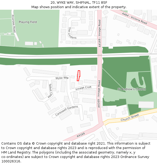 20, WYKE WAY, SHIFNAL, TF11 8SF: Location map and indicative extent of plot