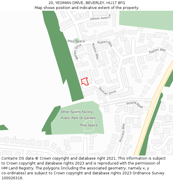 20, YEOMAN DRIVE, BEVERLEY, HU17 8FG: Location map and indicative extent of plot