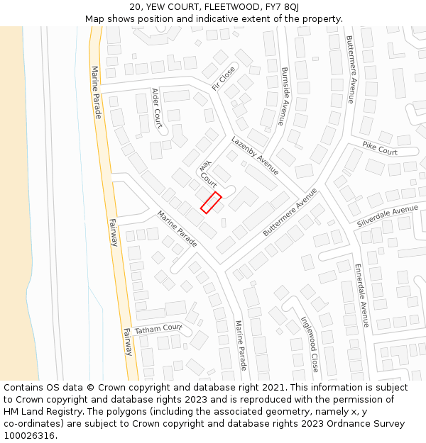 20, YEW COURT, FLEETWOOD, FY7 8QJ: Location map and indicative extent of plot