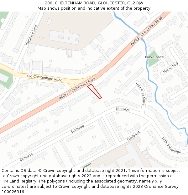 200, CHELTENHAM ROAD, GLOUCESTER, GL2 0JW: Location map and indicative extent of plot