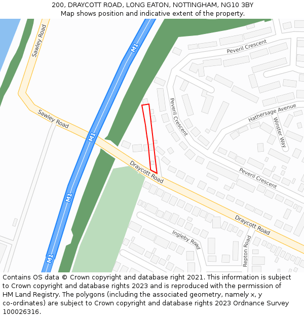 200, DRAYCOTT ROAD, LONG EATON, NOTTINGHAM, NG10 3BY: Location map and indicative extent of plot