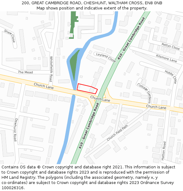 200, GREAT CAMBRIDGE ROAD, CHESHUNT, WALTHAM CROSS, EN8 0NB: Location map and indicative extent of plot