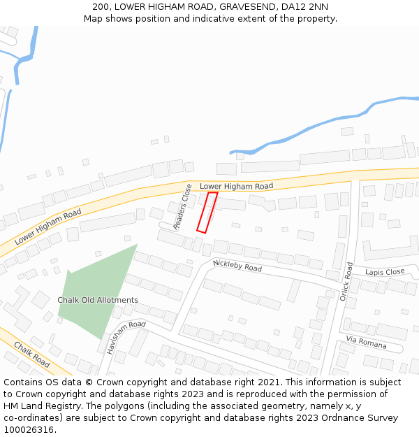 200, LOWER HIGHAM ROAD, GRAVESEND, DA12 2NN: Location map and indicative extent of plot