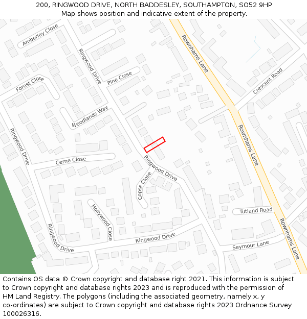 200, RINGWOOD DRIVE, NORTH BADDESLEY, SOUTHAMPTON, SO52 9HP: Location map and indicative extent of plot