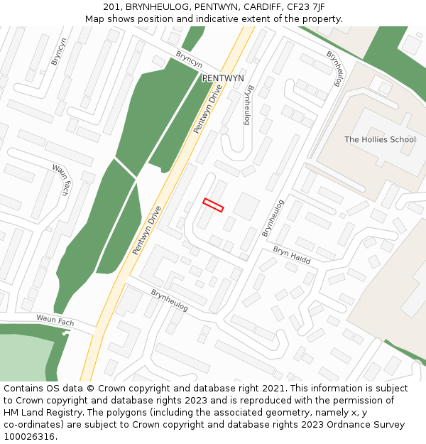 201, BRYNHEULOG, PENTWYN, CARDIFF, CF23 7JF: Location map and indicative extent of plot